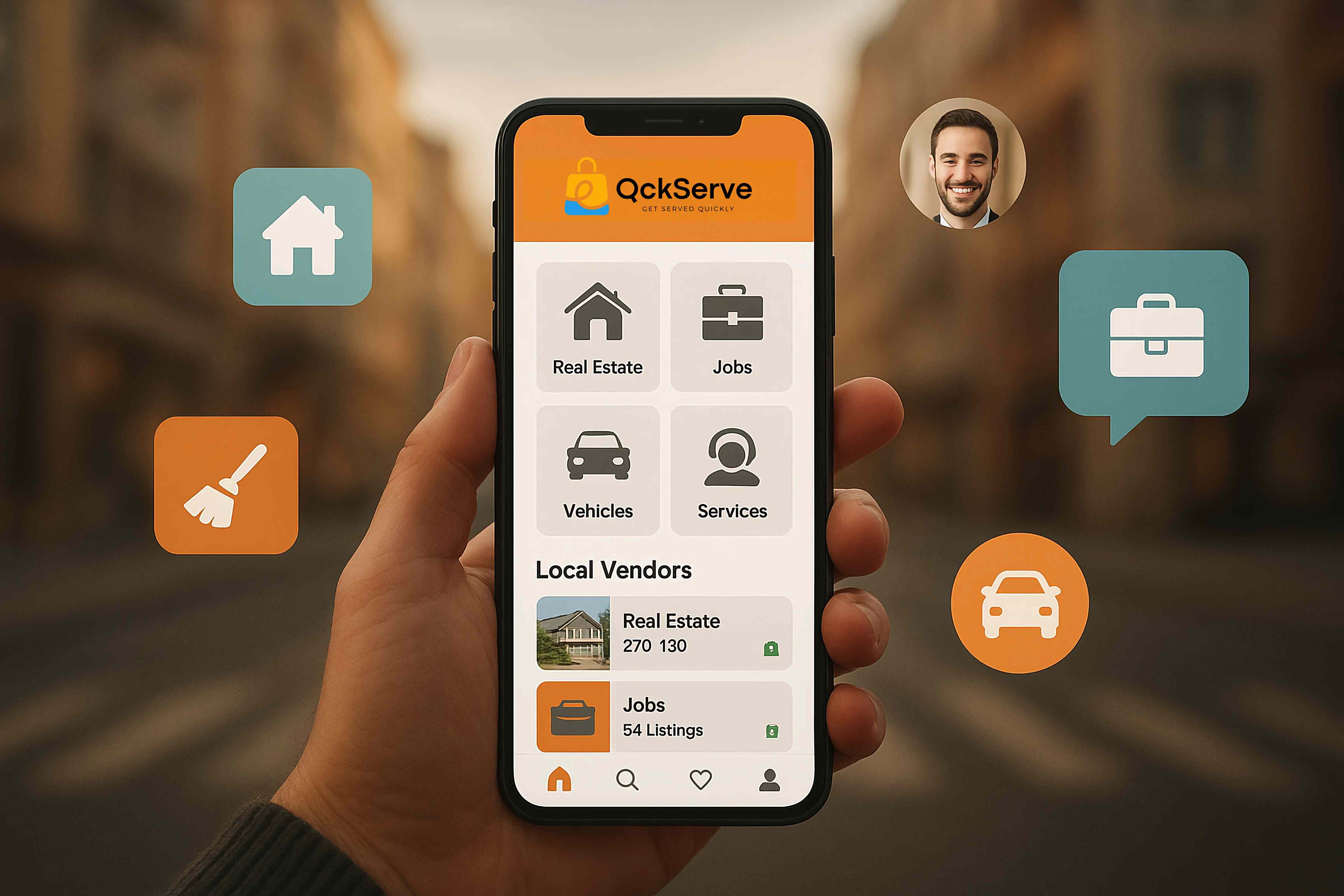 QckServe marketplace interface